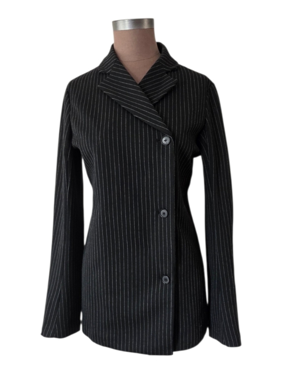 Zara Woman Pinstripe Double Brested  Blazer ZW Collection Wool Blend Size M